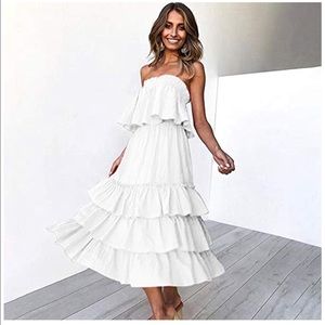 Off Shoulder Top with Casual Ruffle Skirt 2 Piece